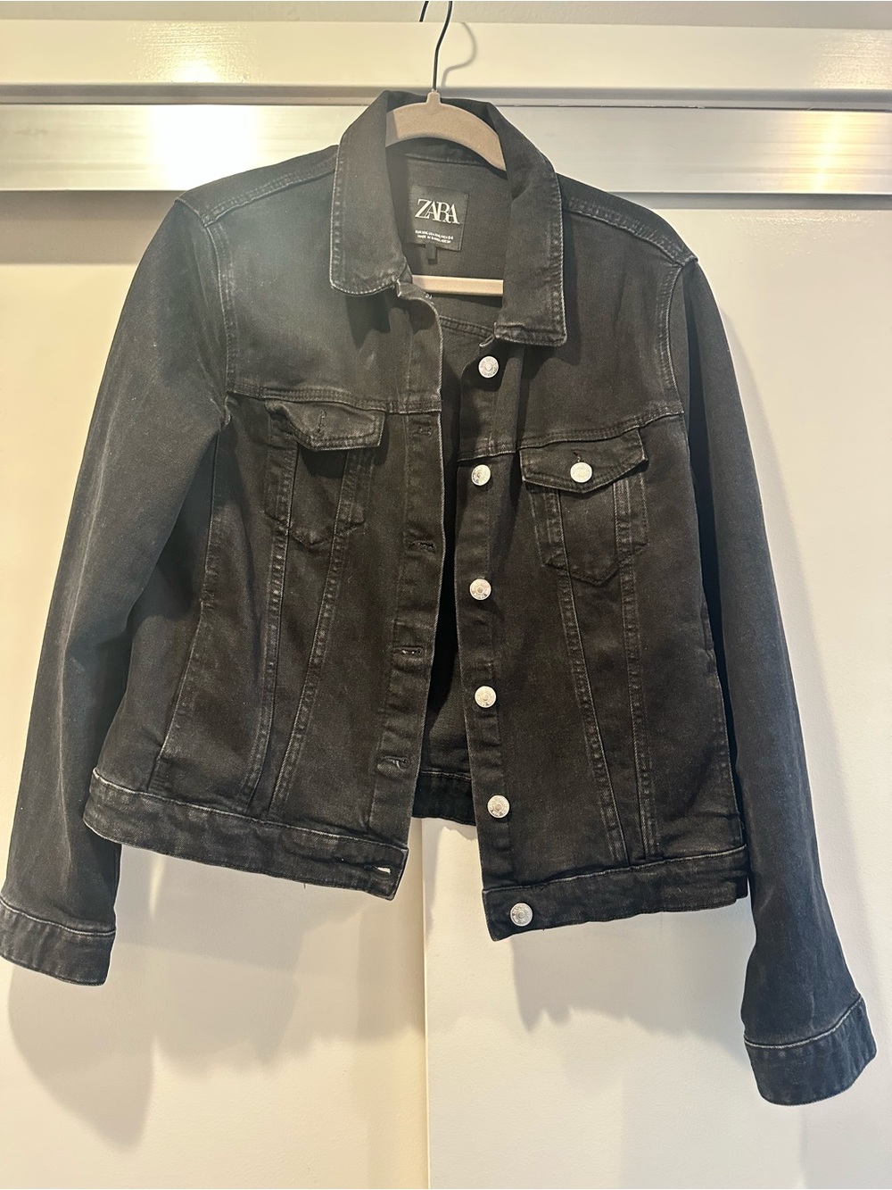 ZARA Black Denim Trucker Jacket